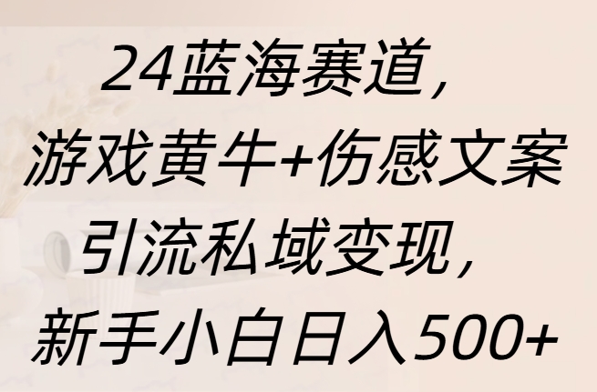 24蓝海赛道，游戏黄牛+伤感文案引流私域变现，新手日入500+-蔚县浩瑞城网络工作室