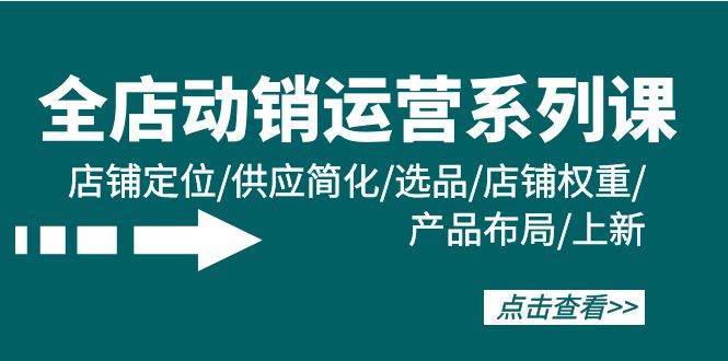 全店·动销运营系列课：店铺定位/供应简化/选品/店铺权重/产品布局/上新-蔚县浩瑞城网络工作室